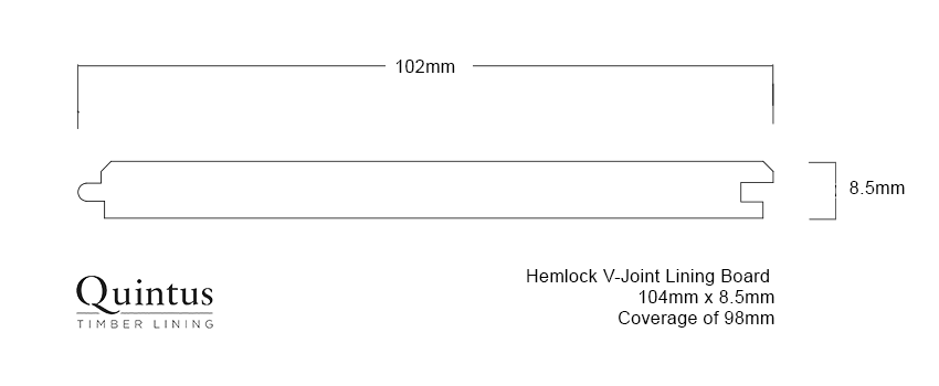 Hemlock V-Joint Timber Lining Board profile