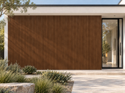 Smoked oak Q Groove lining on an exterior wall
