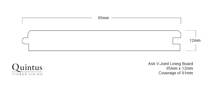 Ash V-Joint Timber Lining Board profile