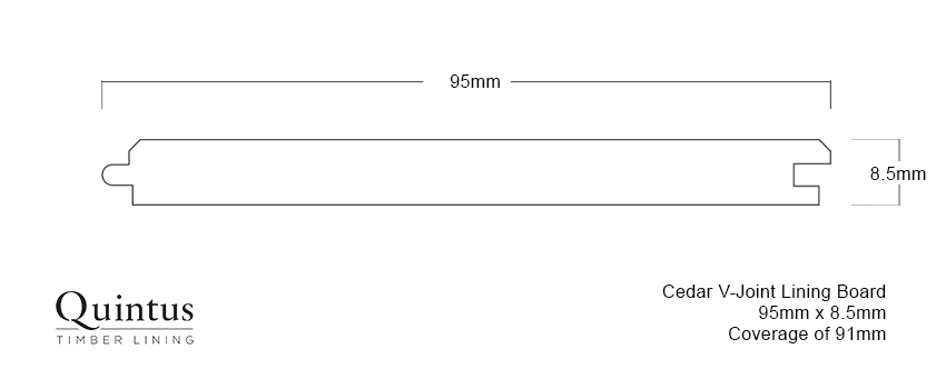 Western Red Cedar V-Joint Timber Lining Board profile
