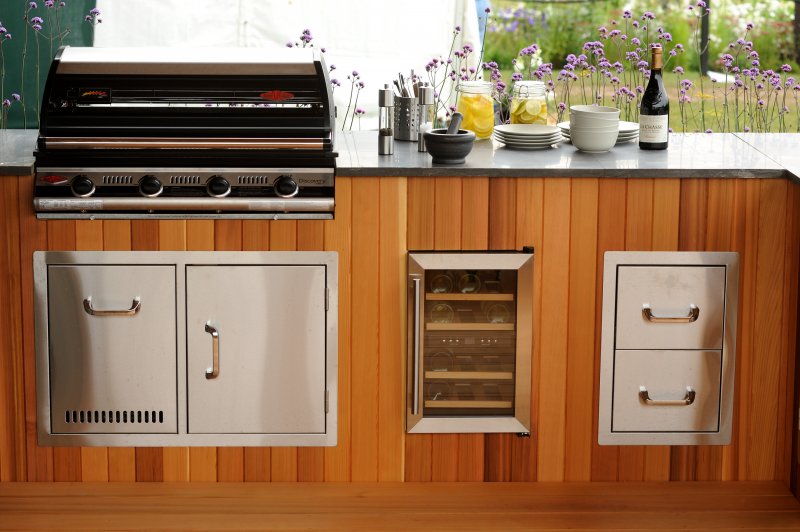 Cedar lined outdoor kitchen