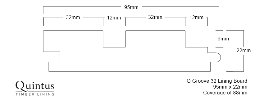 Q Groove 32 Slatted Lining Board Natural Matt profile